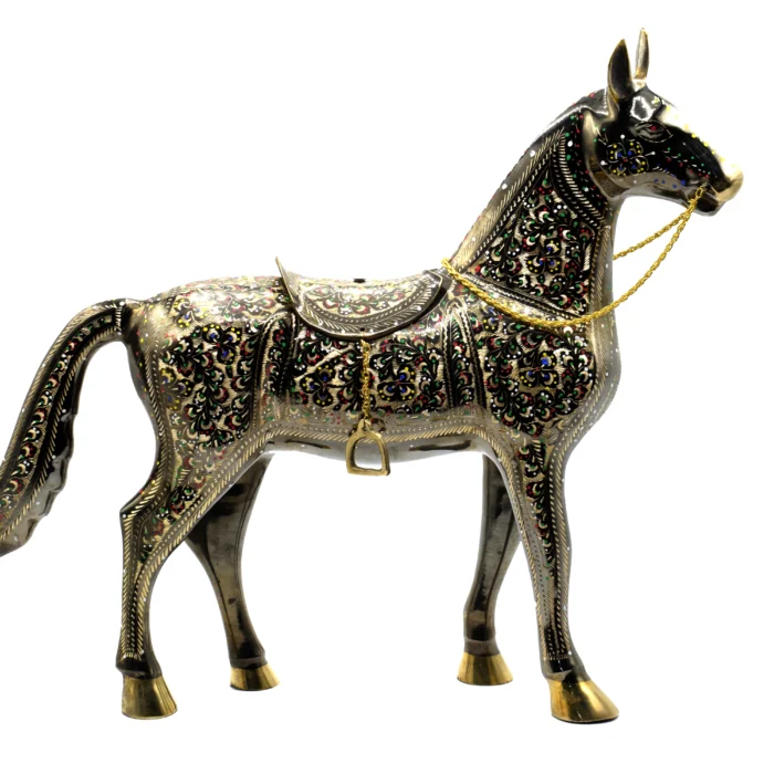 Brass Horse Figurine - Handcrafted Vintage Horse Sculpture (Standing)